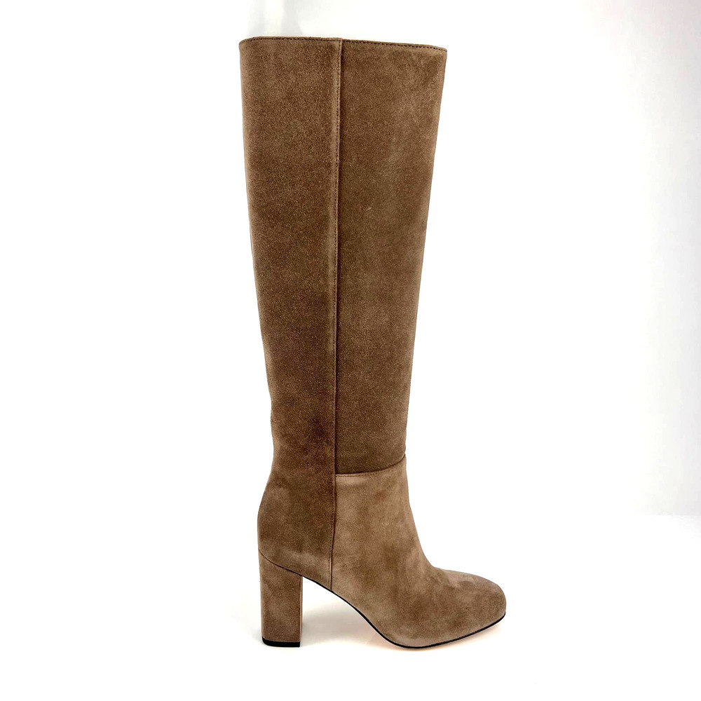 Via Spiga Taupe Suede Knee-High Block Heel Boots